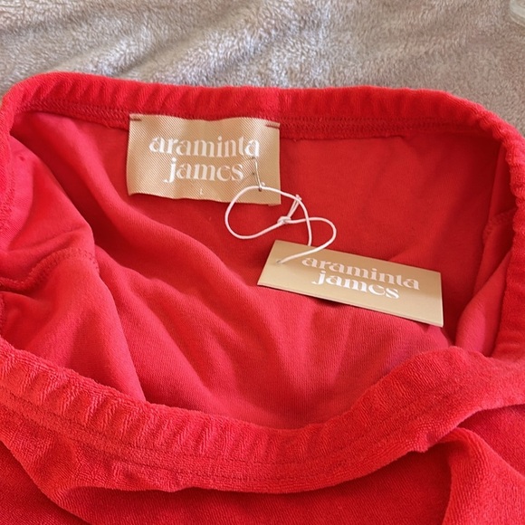 ARAMINTA JAMES Cotton Terry Column Skirt w Side Slit - Coral - L - (12) BNWT Bag - Picture 6 of 12
